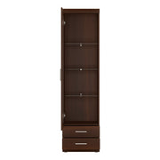 Imperial Tall Glazed 1 Door 2 Drawer Narrow Cabinet in Dark Mahogany Melamine 
