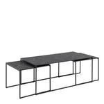 Infinity Square/Coffee Table Setin Matt Black Set of 3 