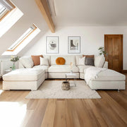 Inga Beige Fabric Fullback U Shape Corner Sofa