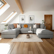 Inga Grey Fabric Fullback U Shape Corner Sofa