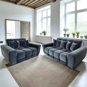 Tokyo Black Fabric 3+2 Seater Sofa Set