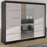 Jenny VI 200cm Sliding Door Wardrobe White / Black 