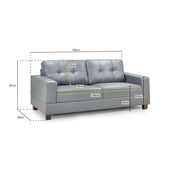 Jerry Grey 3 Seater Fabric Sofa