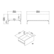 Kendall Coffee table with 2 Drawers Oak and Black 