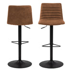 Kimmy Bar Stool with  Brown Fabric in Set of 2 