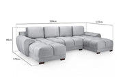 Lazur Grey U Shape Corner Sofa - 330 x 172 x 172 CM 