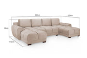 Lazur Mocha U Shape Corner Sofa - 330 x 172 x 172 CM 