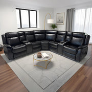 Lily Black Leather Electric Recliner Corner Sofa