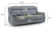 Linden Grey Fabric 3 Seater Recliner Sofa