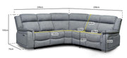 Linden Grey Fabric Large 2 Corner 2 Recliner Sofa Set
