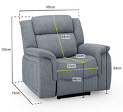 Linden Grey Fabric Recliner Armchair