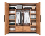 Loft Mirrored Folding Door Wardrobe 204cm in Lancelot Oak 