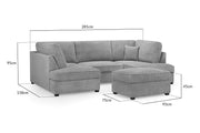 London Sofa - Boucle Grey U Shape Corner - 281 x 158 x 158 CM 