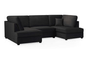 London Sofa - Plush Black U Shape Corner - 281 x 158 x 158 CM 