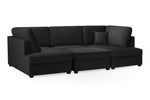 London Sofa - Plush Black U Shape Corner - 281 x 158 x 158 CM 