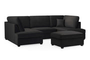 London Sofa - Plush Black U Shape Corner - 281 x 158 x 158 CM 