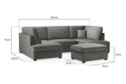 London Sofa - Plush Grey U Shape Corner - 281 x 158 x 158 CM 