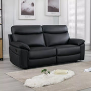 Lucius Genuine Leather Manuel Recliner Sofa Suite - Black 3+2 Set 