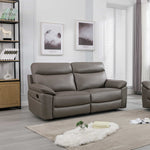 Lucius Genuine Leather Manuel Recliner Sofa Suite - Taupe Grey 3+2 Set 