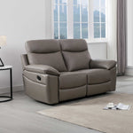 Lucius Genuine Leather Manuel Recliner Sofa Suite - Taupe Grey 3+2 Set 