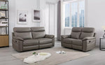 Lucius Genuine Leather Manuel Recliner Sofa Suite - Taupe Grey 3+2 Set 