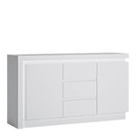 Lyon 2 Door 3 Drawer Sideboard (including LED lighting) in White and High Gloss 