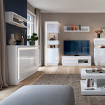 Lyon 2 Door 3 Drawer Sideboard (including LED lighting) in White and High Gloss 