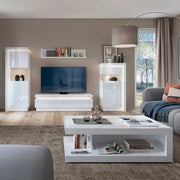 Lyon Bookcase (LH) in White and High Gloss 