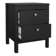 Madrid 3 Piece Bundle, Bedside, Chest and 2 Door Wardrobe in Matt Black 