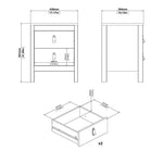 Madrid 3 Piece Bundle, Bedside, Chest and 2 Door Wardrobe in Matt Black 