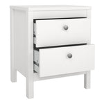 Madrid 3 Piece Bundle, Bedside, Chest and 2 Door Wardrobe in White 