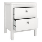 Madrid 3 Piece Bundle, Bedside, Chest and 2 Door Wardrobe in White 