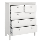 Madrid 3 Piece Bundle, Bedside, Chest and 2 Door Wardrobe in White 