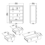 Madrid 3 Piece Bundle, Bedside, Chest and 2 Door Wardrobe in White 