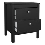 Madrid 3 Piece Bundle, Bedside, Chest and 3 Door Wardrobe in Matt Black 