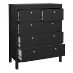 Madrid 3 Piece Bundle, Bedside, Chest and 3 Door Wardrobe in Matt Black 