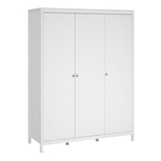 Madrid 3 Piece Bundle, Bedside, Chest and 3 Door Wardrobe in White 