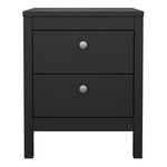 Madrid Bedside Table 2 drawers in Matt Black 