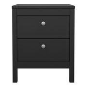 Madrid Bedside Table 2 drawers in Matt Black 