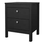 Madrid Bedside Table 2 drawers in Matt Black 