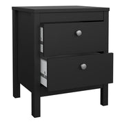 Madrid Bedside Table 2 drawers in Matt Black 