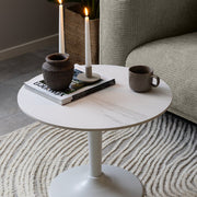 Malta Ceramic Round Coffee Table in White 60x45cm 
