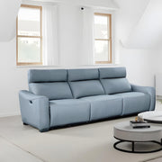 Mayfair Grey Leather 4 Seater Electric Recliner Sofa