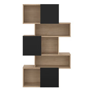 Maze Asymmetrical Bookcase with 3 Doors in Jackson Hickory and Black 