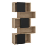 Maze Asymmetrical Bookcase with 3 Doors in Jackson Hickory and Black 