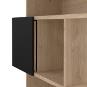 Maze Asymmetrical Bookcase with 3 Doors in Jackson Hickory and Black 
