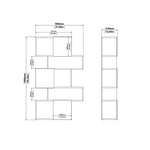 Maze Asymmetrical Bookcase with 3 Doors in Jackson Hickory and White High Gloss 