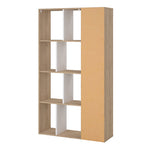 Maze Bookcase with 1 Door in Jackson Hickory and White High Gloss 