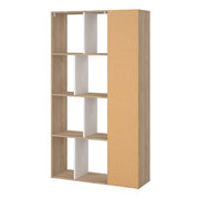 Maze Bookcase with 1 Door in Jackson Hickory and White High Gloss 