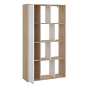 Maze Bookcase with 1 Door in Jackson Hickory and White High Gloss 